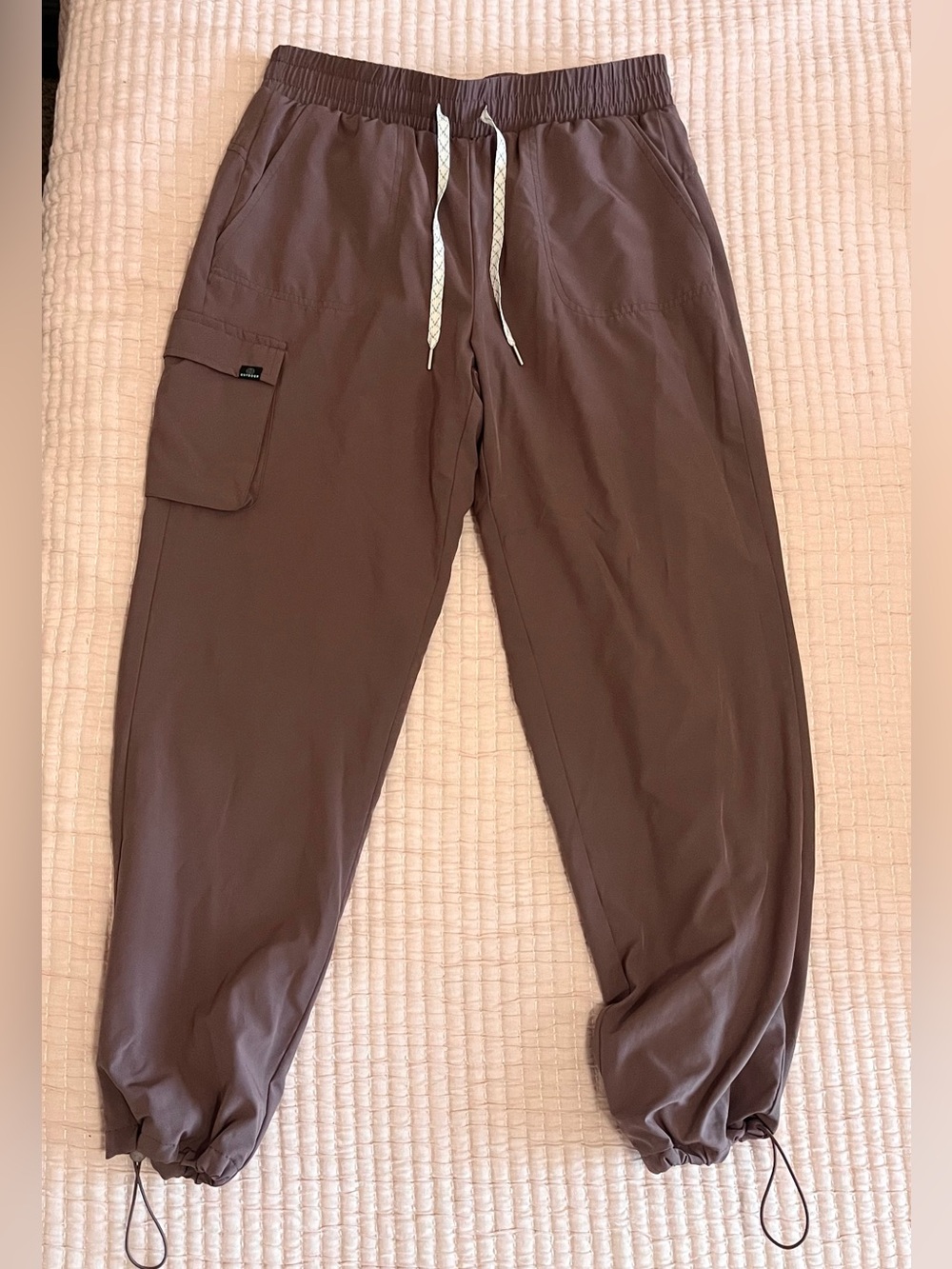 Balance Collection Fleece Lined Brown Purple Jogger Pants Cargo Pocket Medium